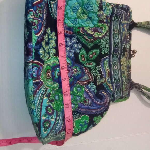 VERA BRADLEY BLUE RAPSODY ALICE PURSE, KISS LOCK, BLUE/GREEN PATTERN - Picture 14 of 16